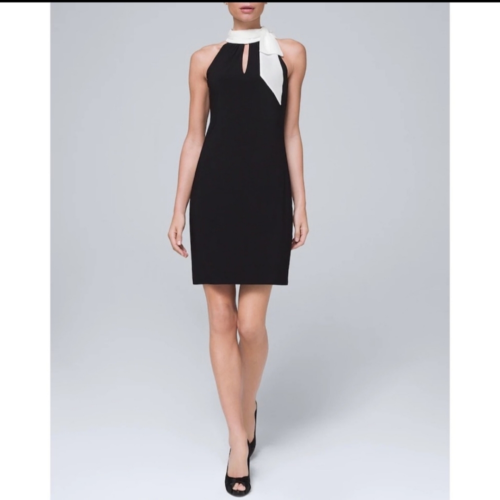 NWT black & white bow collar dress from White House Black Market
